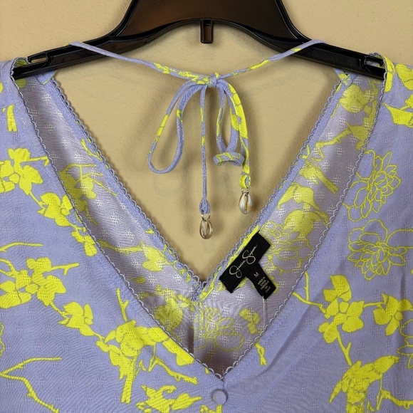 NWT Jessica Simpson Peyton Lavender w/ Lime Green Floral Peplum Crop Top - Picture 5 of 15